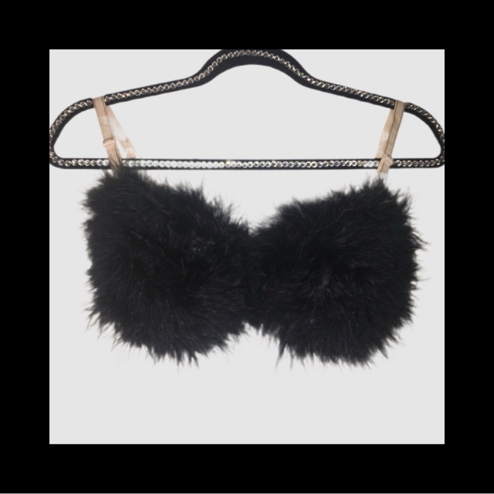Black Feather Fluffy Bra Rave EDC Costume New All Sizes